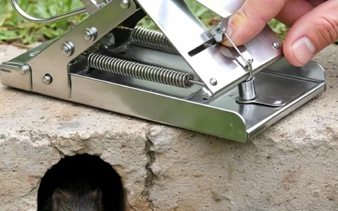 Installing scissor trap in mole tunnel, how to get rid of moles in yard