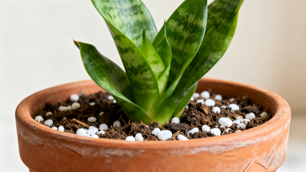Snake plant leaf cutting drying on a paper towel before propagation