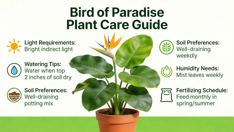 Healthy Bird of Paradise plant with large paddle-shaped leaves - how to care for a bird of paradise plant