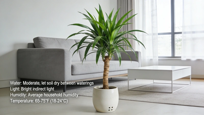 Healthy Dracaena marginata with vibrant green red-edged leaves in a bright living room