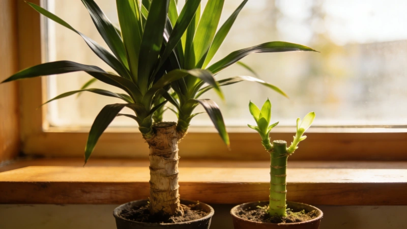 Healthy thriving Dracaena plants in a bright home setting