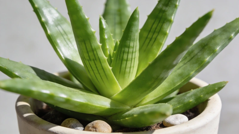 Healthy aloe vera plant with thick green leaves