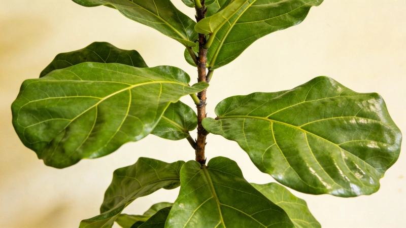 Healthy fiddle leaf fig showing proper growth with straight trunk and large glossy leaves