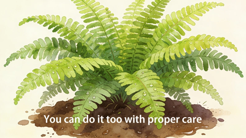 Healthy thriving Boston fern - you can do it too with proper care