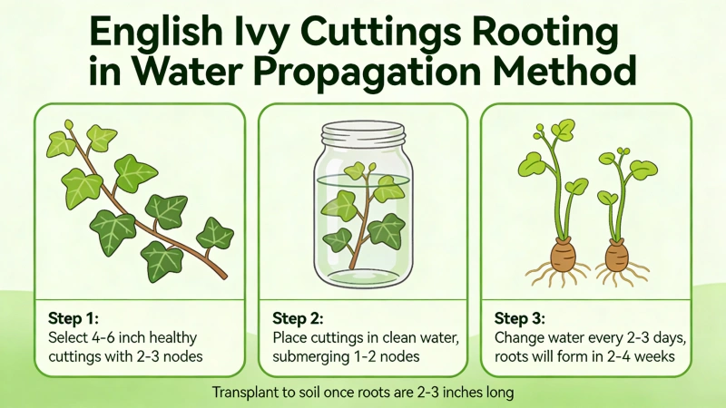 English ivy cuttings rooting in water