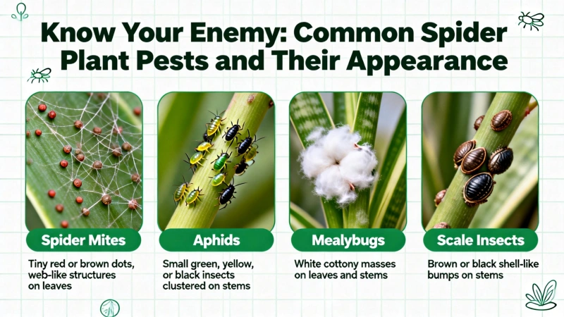 Know your enemy: common spider plant pests and what they look like.