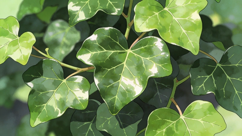 Heart-shaped English ivy leaves showing classic pointed lobes