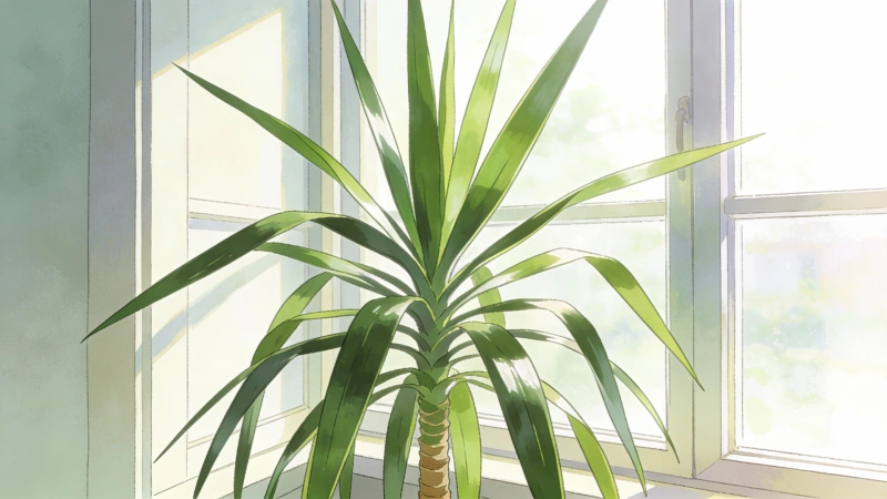 Dracaena plant beside an east-facing window receiving bright indirect light
