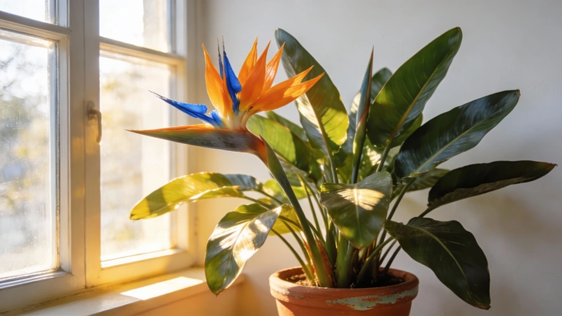 Bird of Paradise plant near south-facing window - ideal light placement