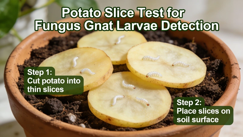 Potato slice test for detecting fungus gnat larvae in houseplant soil
