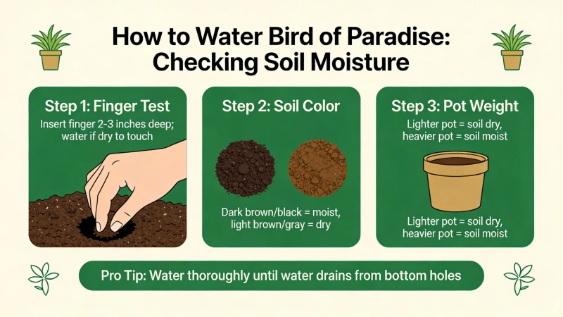 How to water bird of paradise - checking soil moisture