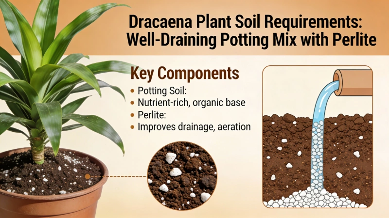 Well-draining Dracaena potting mix with perlite