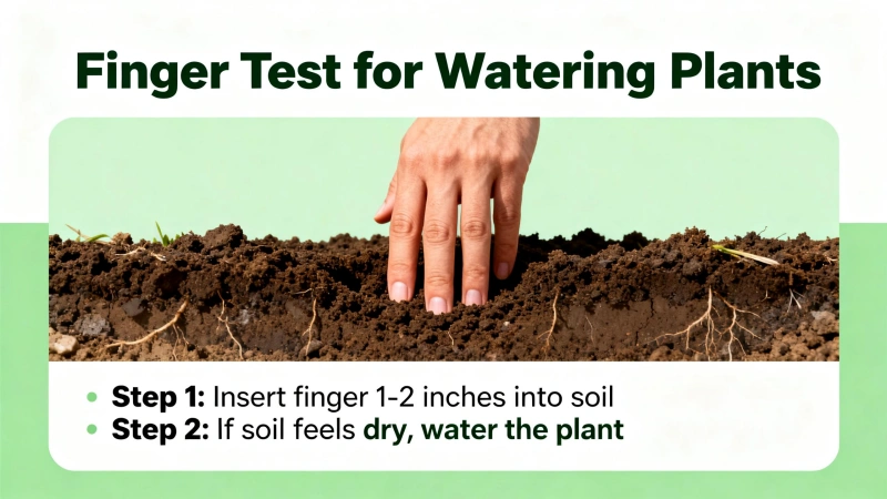 The finger test: if the top 1-2 inches feel dry, it's time to water.