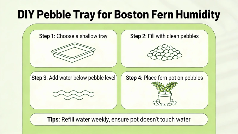 DIY pebble tray for Boston fern humidity - how to increase humidity