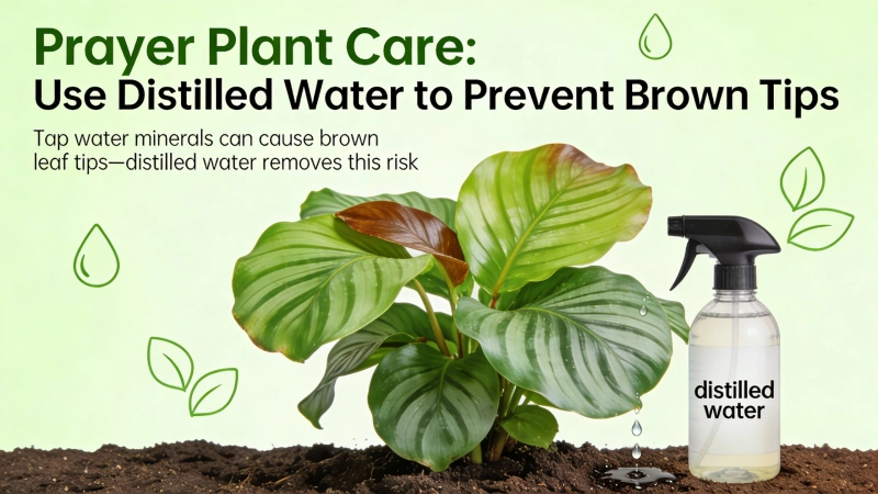 Using distilled water for prayer plant care - prevents brown tips