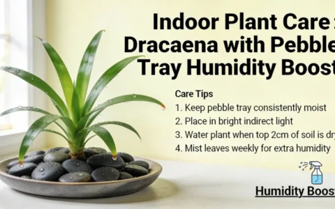 Dracaena plant on a pebble tray to increase humidity - indoor plant care tips