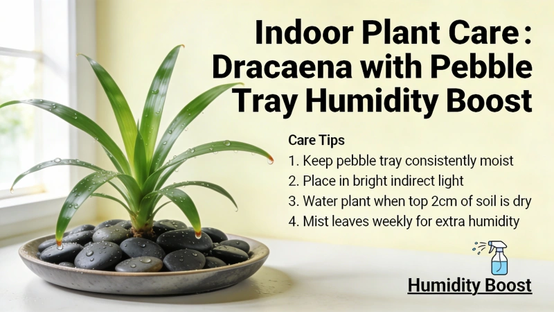 Dracaena on a pebble tray to raise local humidity