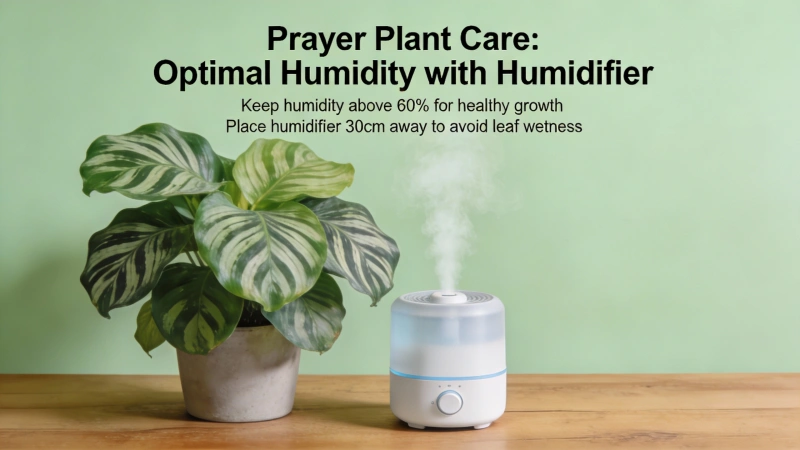 Prayer plant near humidifier for optimal humidity - essential care