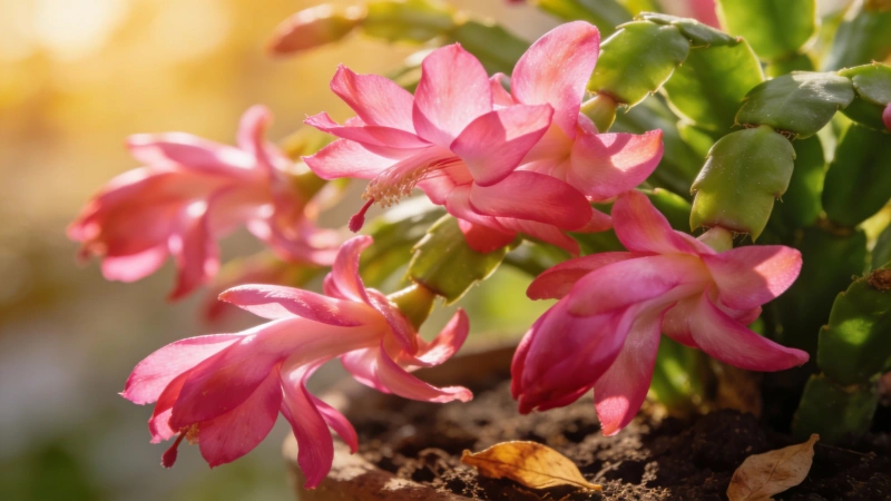My Christmas cactus with multiple pink blooms - real success story