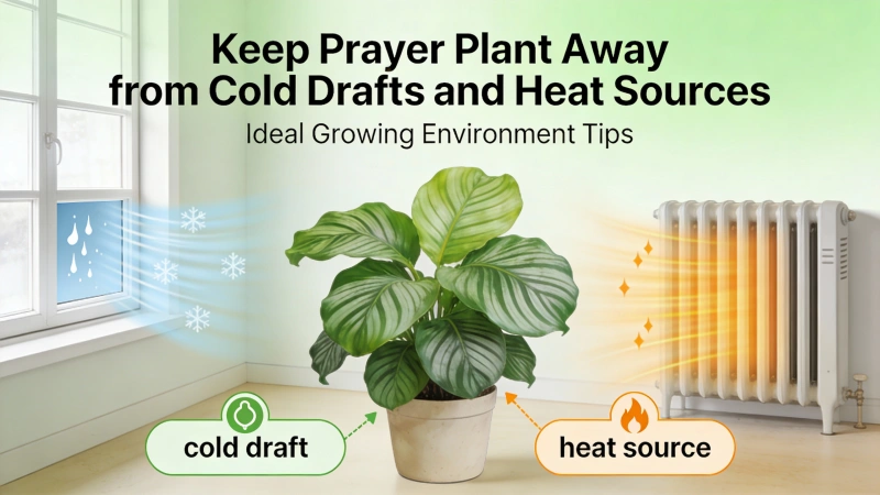Keep prayer plant away from cold drafts and heat sources