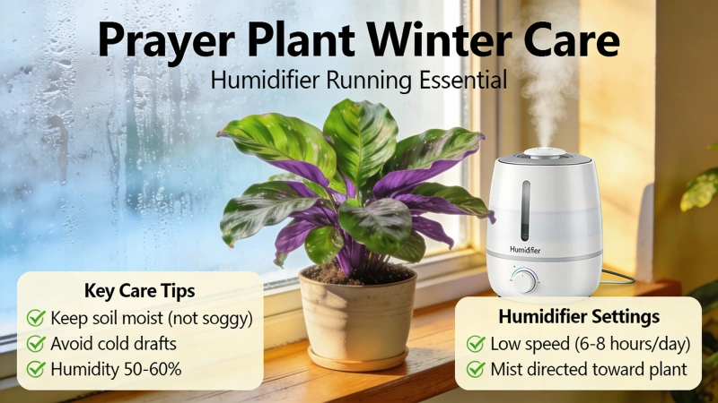 Prayer plant winter care with humidifier running