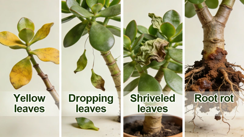 Common jade plant problems: yellow leaves, dropping leaves, shriveled leaves and root rot
