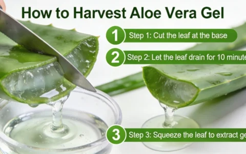 Clear aloe vera gel being extracted from a cut leaf - how to harvest aloe vera gel