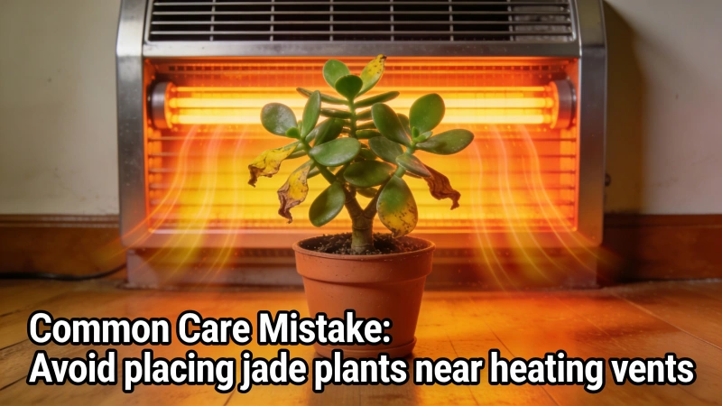 Jade plant placed incorrectly near a heating vent — a common care mistake