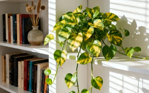 Thriving golden pothos plant with long trailing vines - complete pothos care guide