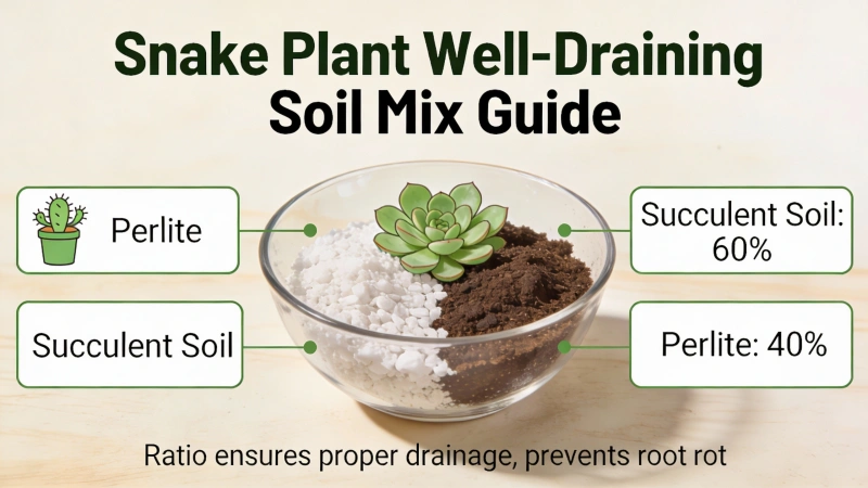 Well-draining soil mix for snake plants with perlite and succulent soil