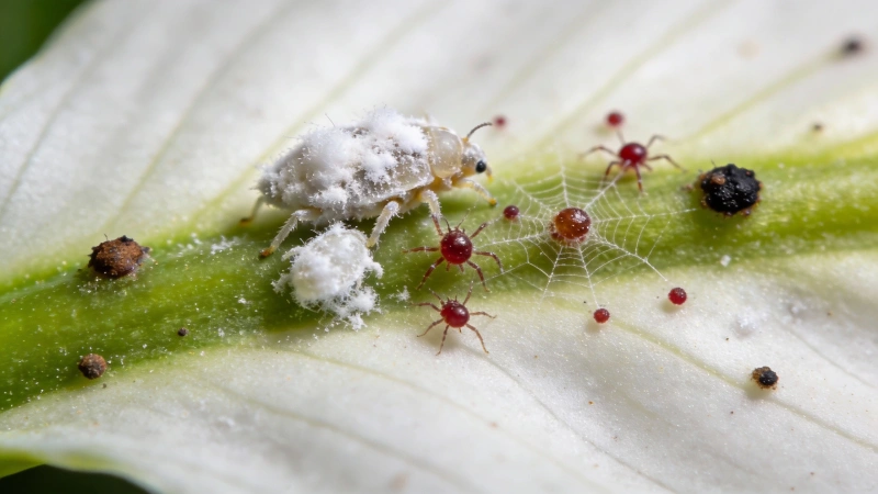 Common peace lily pests: mealybugs, spider mites and scale